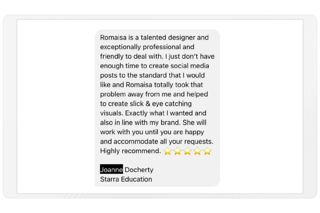 Client testimonial from Starra Education - Joanne D.