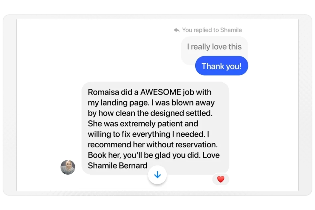 Client testimonial from The Love Doctor - Dr. Shamile B.